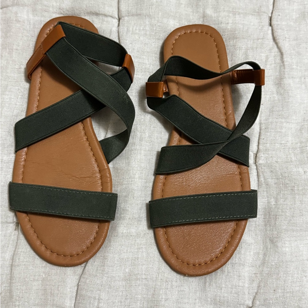 Elegant Brown and Green Women's Sandals